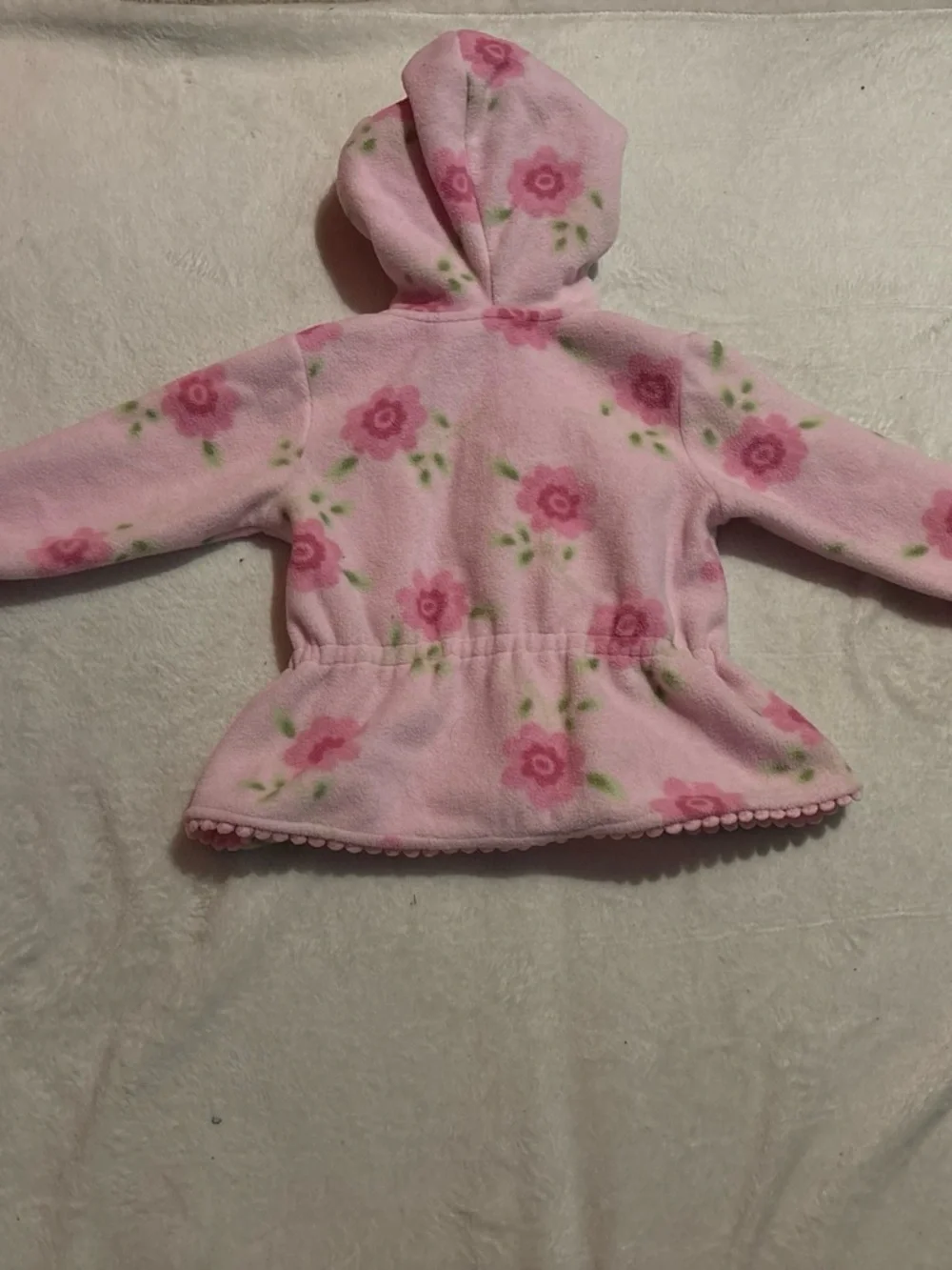 Girls' Pink Floral Hooded Fleece Jacket